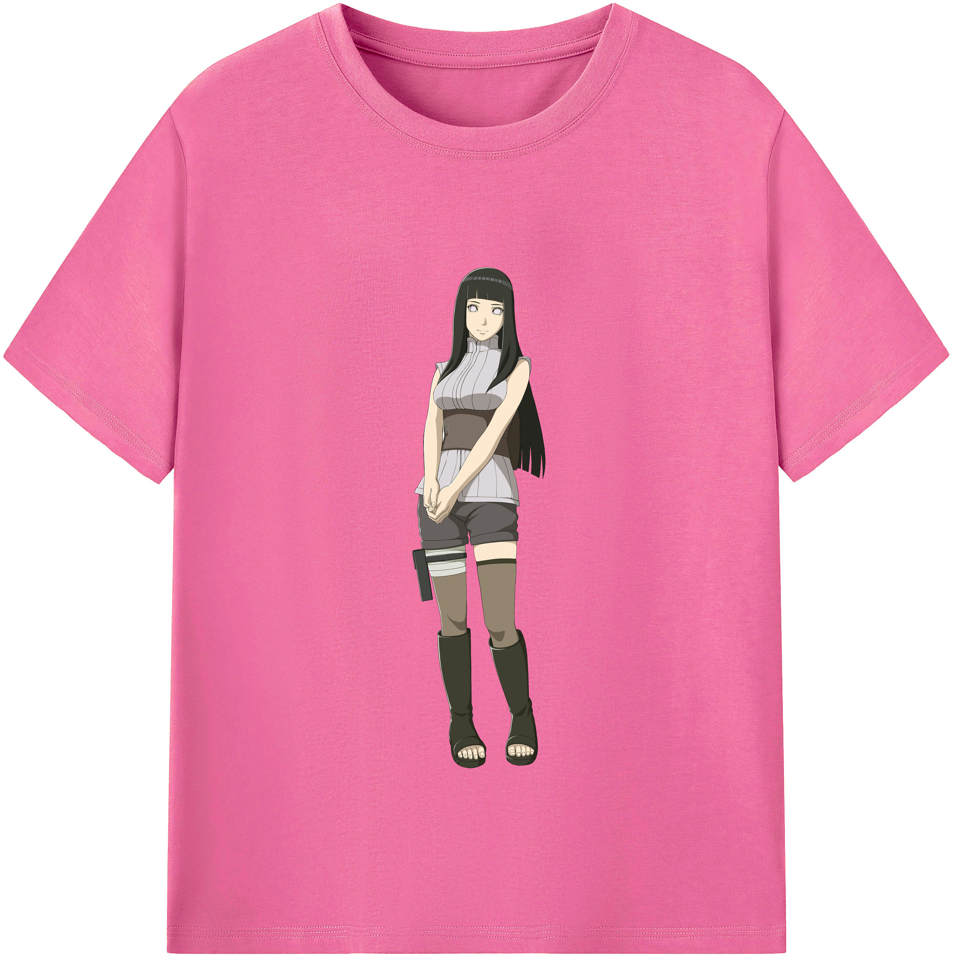 （画像用） NARUTO -ナルト- 日向ヒナタ Hyūga Hinata レディースカジュアルプリントTシャツ（綿100％）